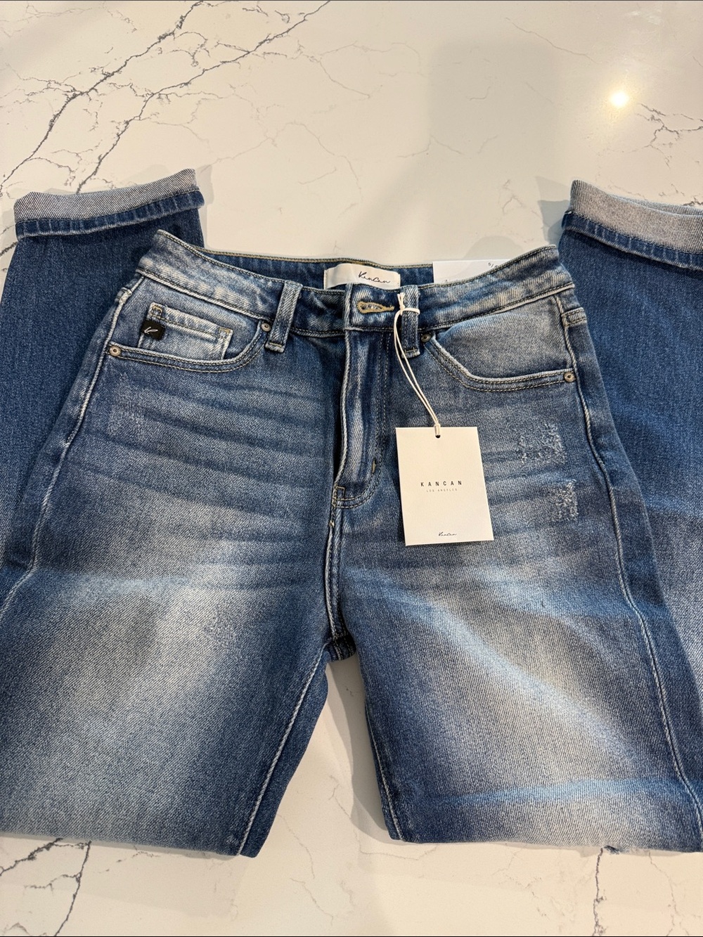 KanCan Medium Blue Distressed Boyfriend Jeans